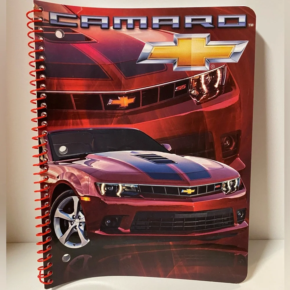 Camaro Notebook Bundle of 4 Red & Blue Spiral General Motors School Supplies GM